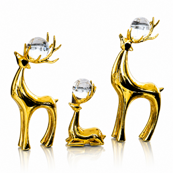 trois gazelles inoxidables avec boules de cristale 23kh-119